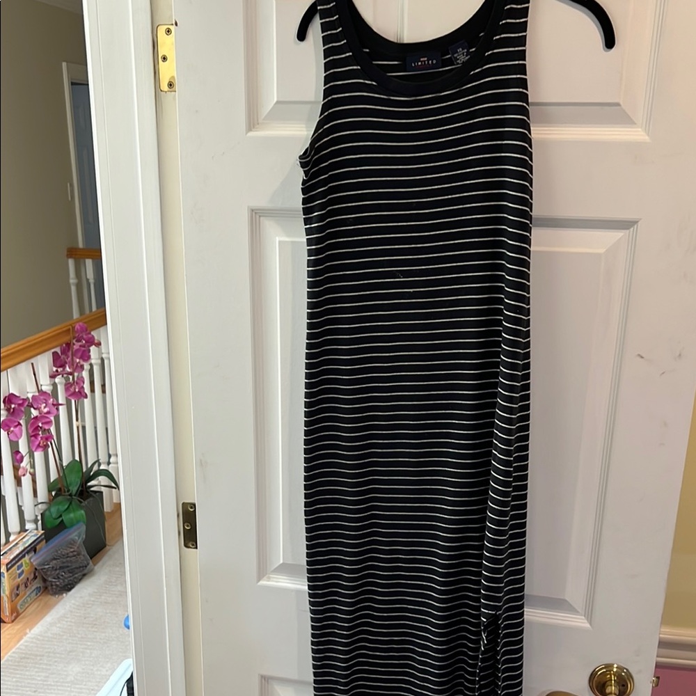 The Limited Black and White Sleeveless Sheath Maxi Dress